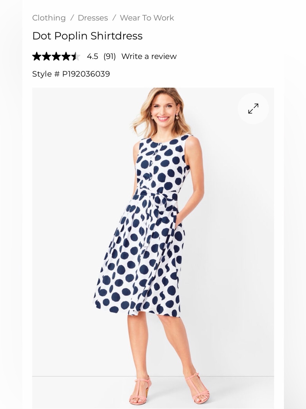 Talbots Dot Poplin Shirtdress - Navy Polka Dot